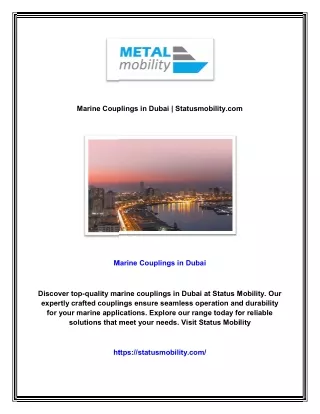 Marine Couplings in Dubai | Statusmobility.com
