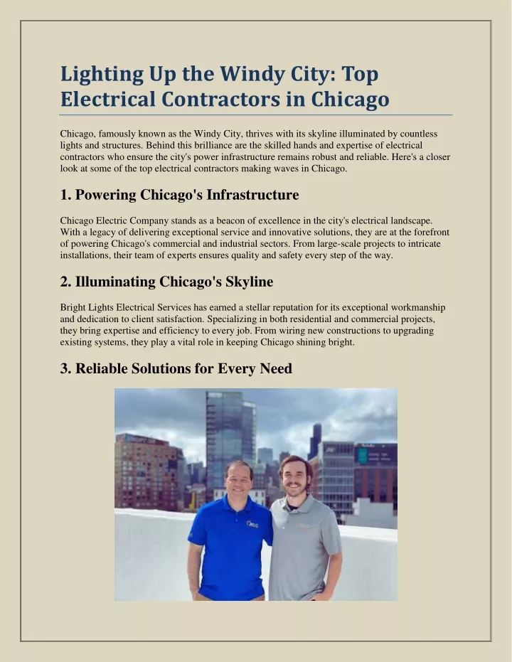 lighting up the windy city top electrical