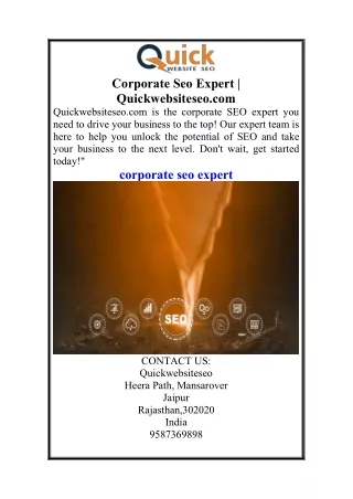 Corporate Seo Expert  Quickwebsiteseo.com