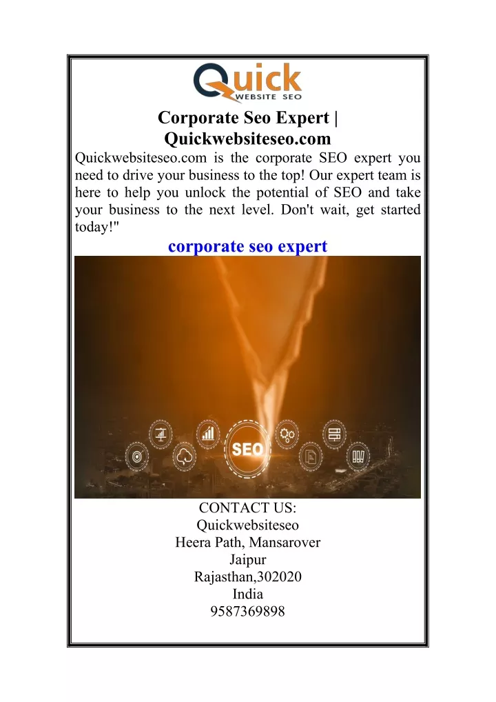 corporate seo expert quickwebsiteseo
