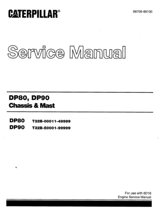 Caterpillar Cat DP80 DP90 Forklift Lift Trucks Service Repair Manual Instant Download