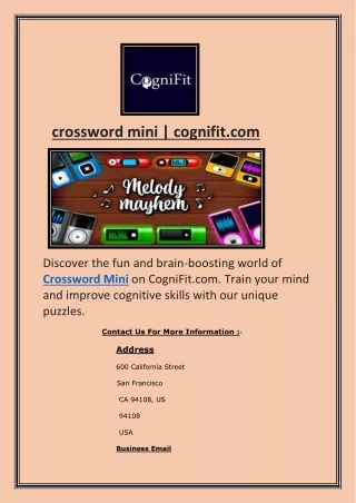 crossword mini | cognifit.com
