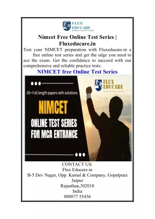 Nimcet Free Online Test Series  Fluxeducare.in