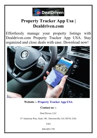 Property Tracker App Usa  Dealdriven.com