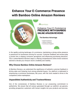 Enhance Your E-Commerce Presence with Bamboo Online Amazon Reviews