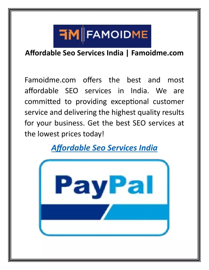 affordable seo services india famoidme com