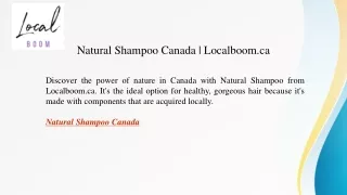 Natural Shampoo Canada Localboom.ca