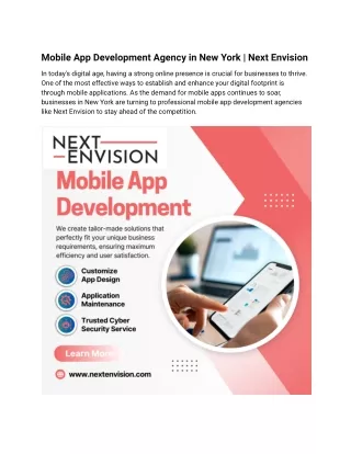 Mobile App Development Company in New York - Next Envision