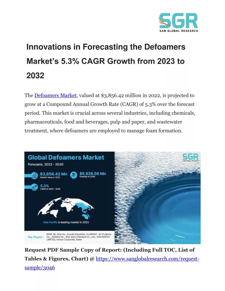 innovations in forecasting the defoamers