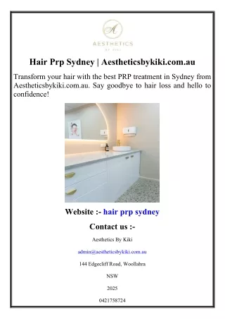 Hair Prp Sydney  Aestheticsbykiki.com.au