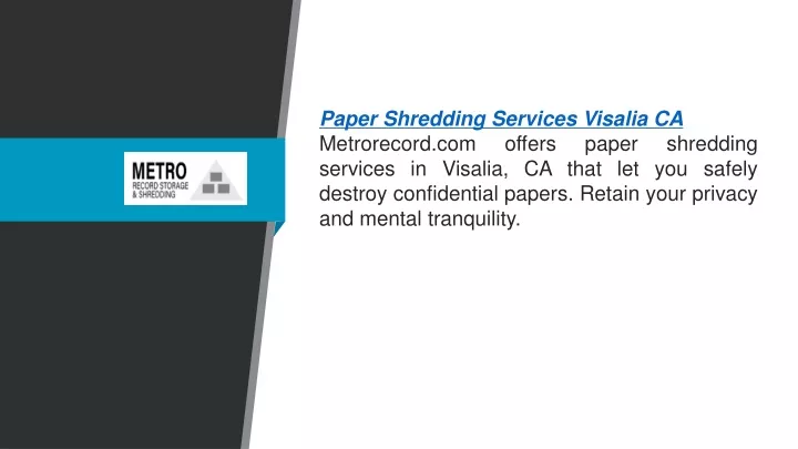 paper shredding services visalia ca metrorecord