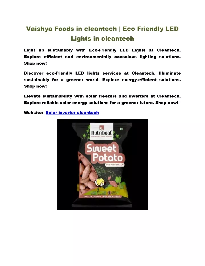 vaishya foods in cleantech eco friendly