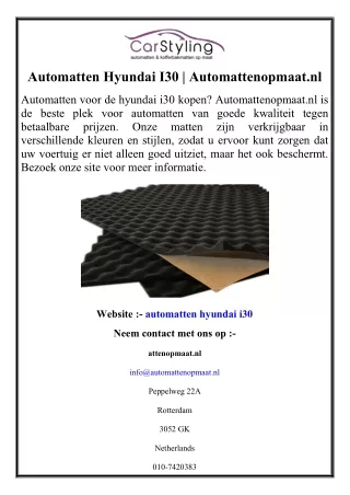 Automatten Hyundai I30  Automattenopmaat.nl
