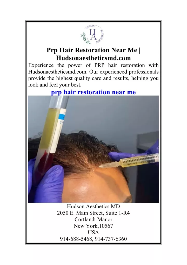 prp hair restoration near me hudsonaestheticsmd