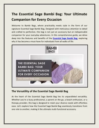 The Essential Sage Bambi Bag: Your Ultimate Companion for Every Occasion