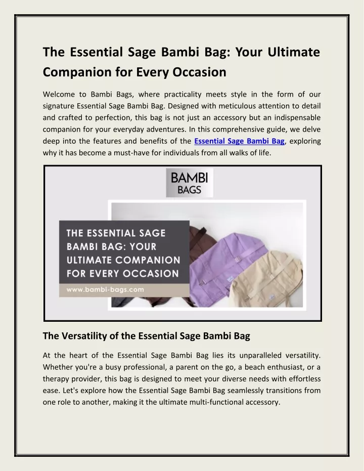 the essential sage bambi bag your ultimate
