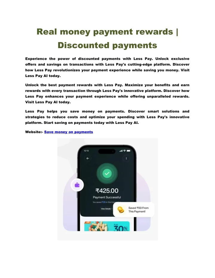 real money payment rewards discounted payments