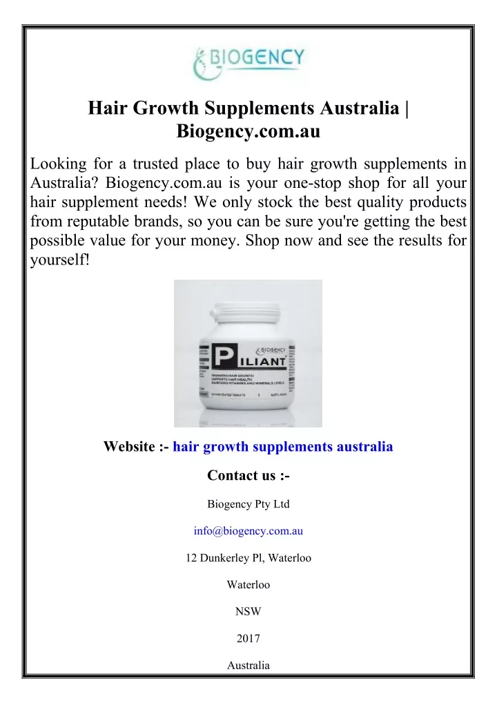 hair growth supplements australia biogency com au