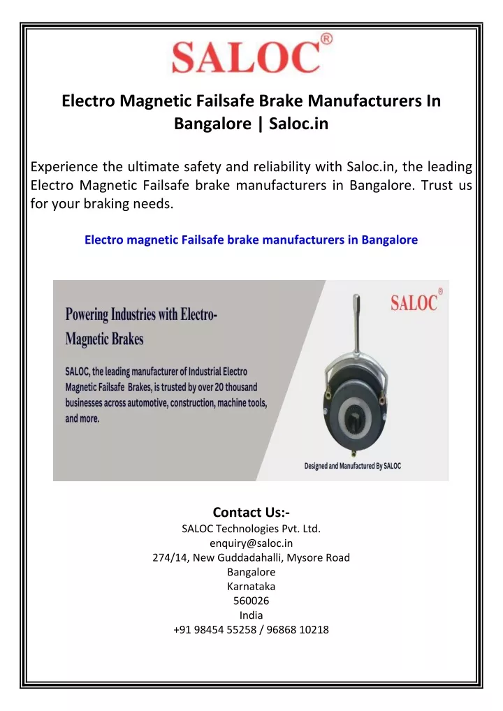 electro magnetic failsafe brake manufacturers