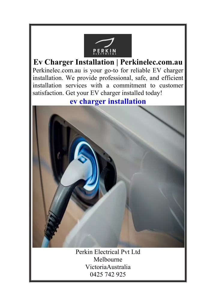 ev charger installation perkinelec