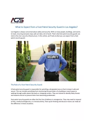 What to Expect from a Foot Patrol Security Guard in Los Angeles