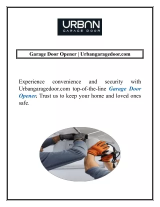 Garage Door Opener | Urbangaragedoor.com