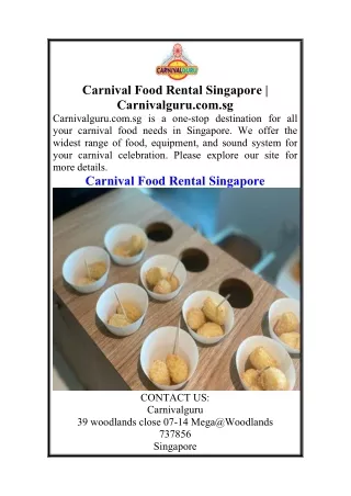 Carnival Food Rental Singapore Carnivalguru.com.sg