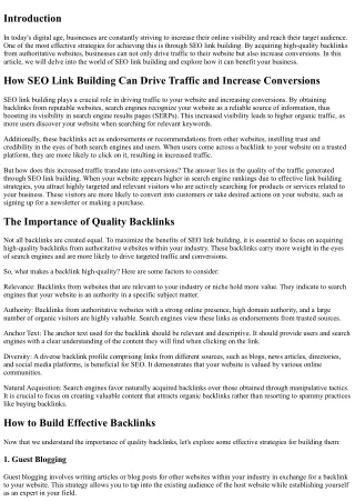 How SEO Link Building Can Drive Traffic and Increase Conversions