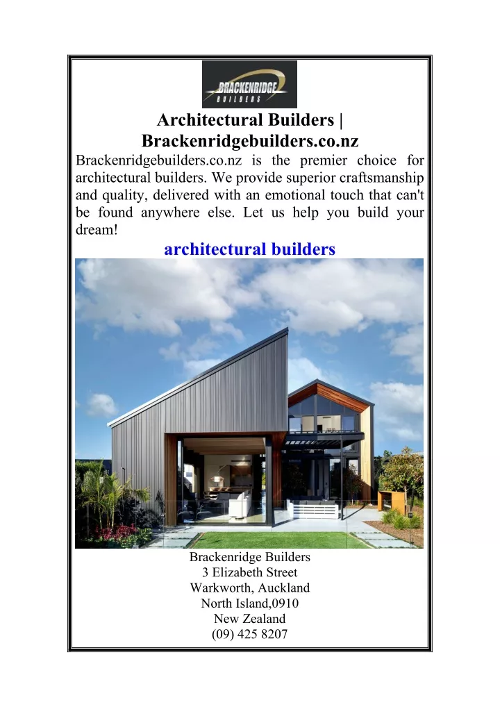 architectural builders brackenridgebuilders