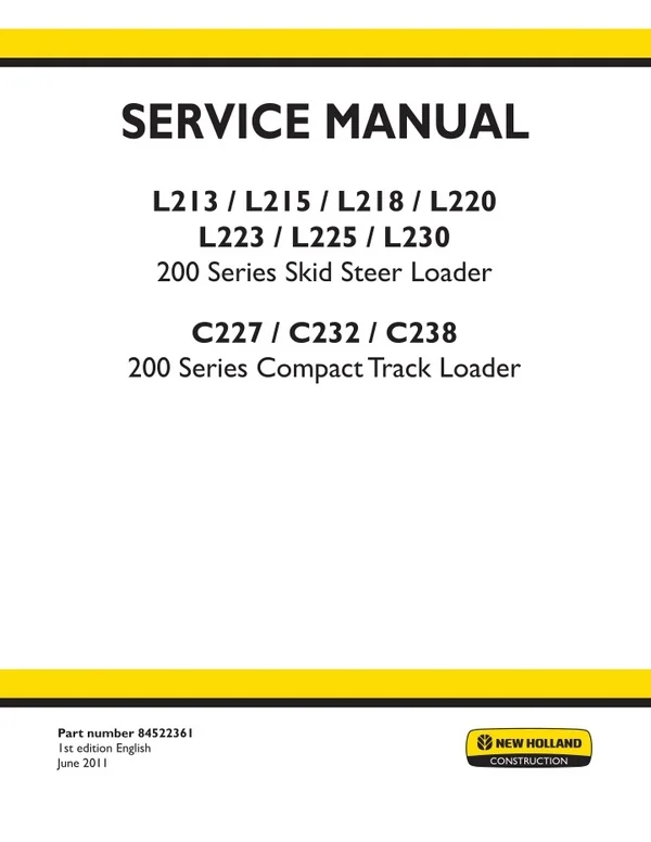 New Holland C232 Compact Track Loader Service Repair Manual