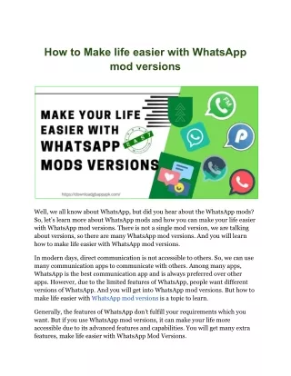 How to Make life easier with WhatsApp mod versions