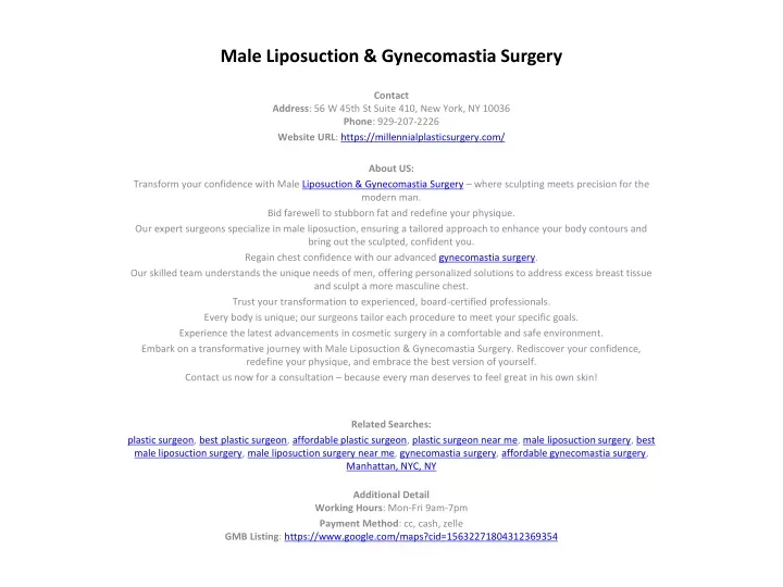 male liposuction gynecomastia surgery