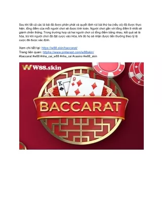 Bí mật chiến thắng Baccarat tại W88Skin: Phân tích chi tiết từ chuyên gia
