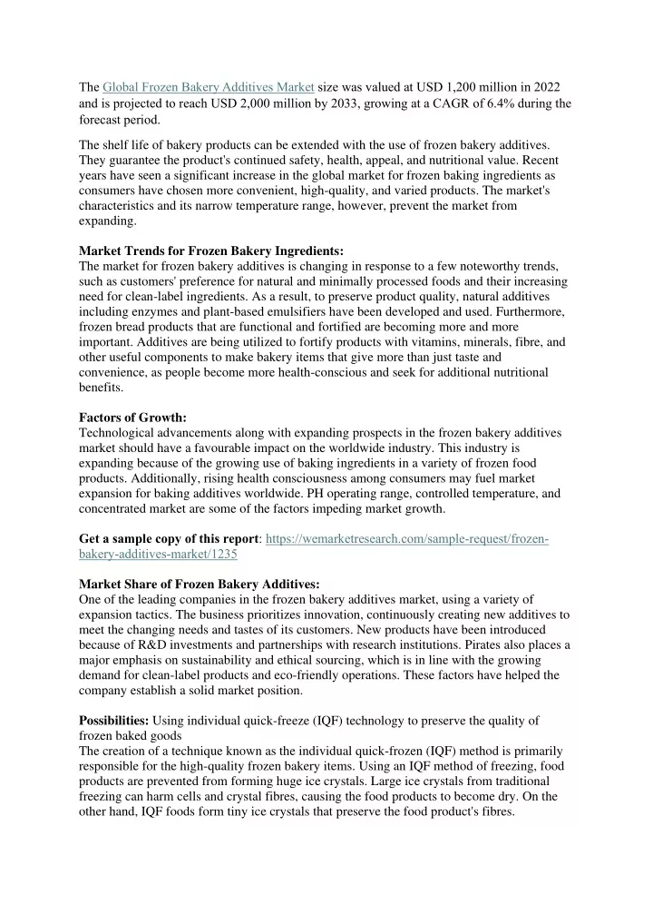 the global frozen bakery additives market size