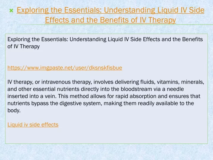 exploring the essentials understanding liquid iv side effects and the benefits of iv therapy