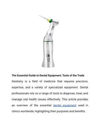 The Essential Guide to Dental Equipment_ Tools of the Trade