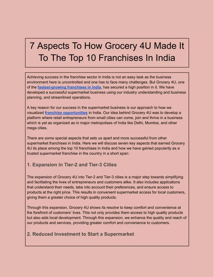 7 aspects to how grocery 4u made