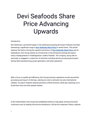 devi seafoods share price advancing upwards