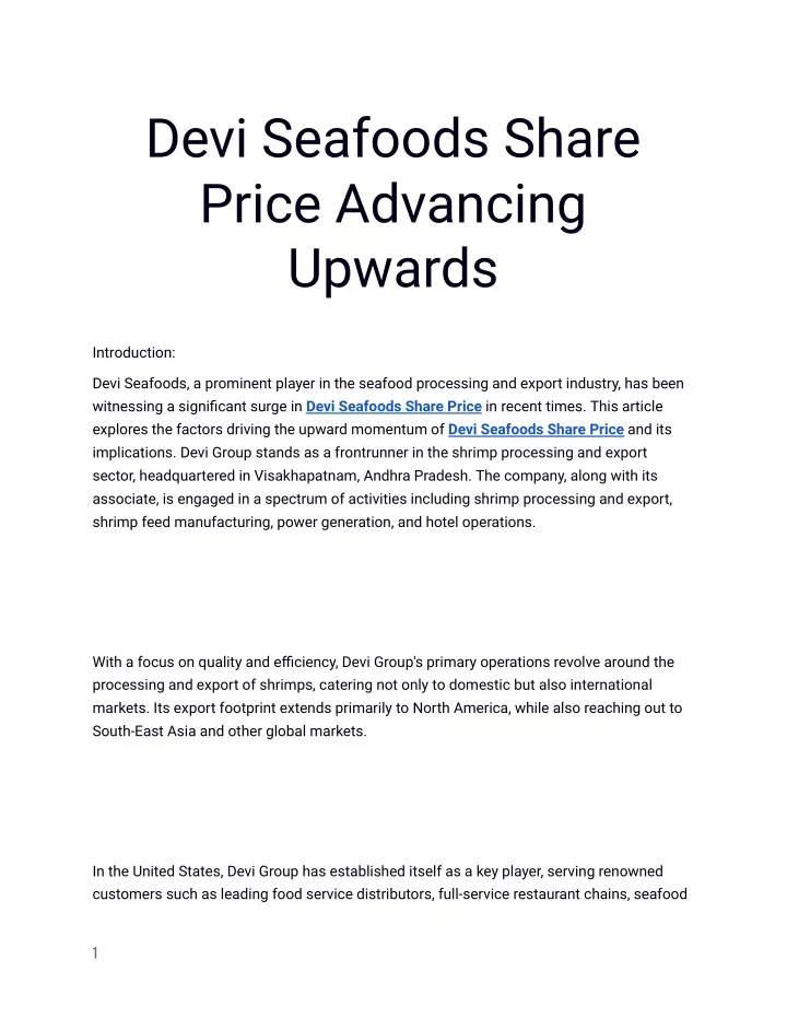 devi seafoods share price advancing upwards