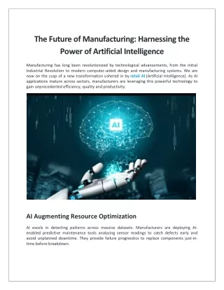 The Future of Manufacturing Harnessing the Power of Artificial Intelligence