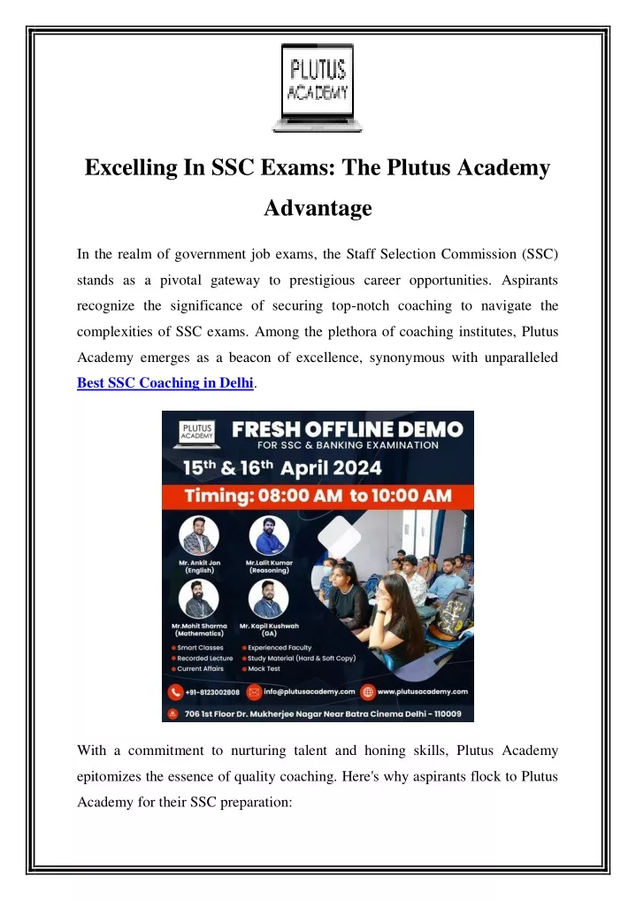 excelling in ssc exams the plutus academy