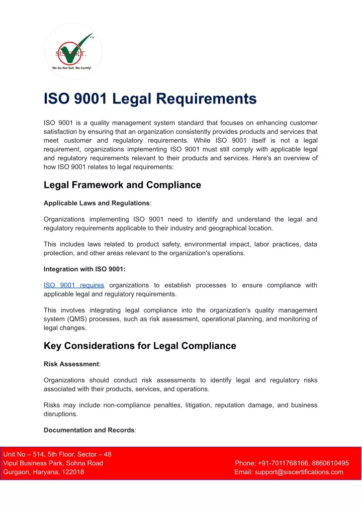 iso 9001 legal requirements