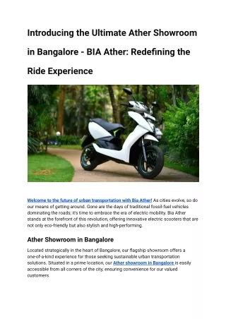 Introducing the Ultimate Ather Showroom in Bangalore - BIA Ather_ Redefining the Ride Experience