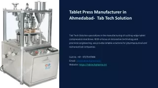 Tablet Press Manufacturer in Ahmedabad, Best Tablet Press Manufacturer in Ahmeda