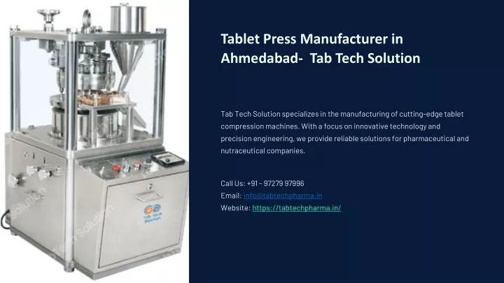 tablet press manufacturer in ahmedabad tab tech
