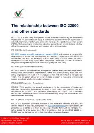 The relationship between ISO 22000 and other standards