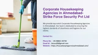 Corporate Housekeeping Agencies in Ahmedabad, Best Corporate Housekeeping Agenci