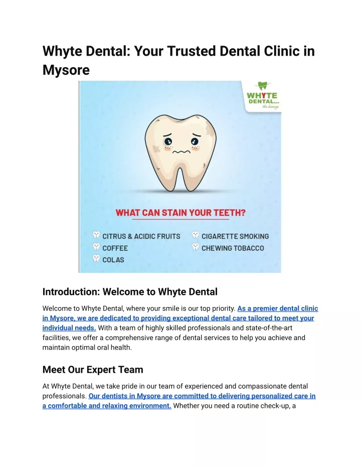 whyte dental your trusted dental clinic in mysore