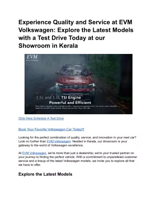 EVM Volkswagen_ Where Quality Meets Service - Test Drive the Latest Models Today Volkswagen showroom in Kerala