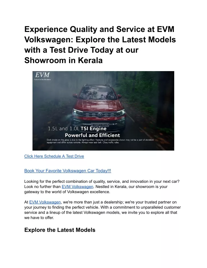 experience quality and service at evm volkswagen